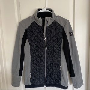 Toni Sailer black quilted puffer jacket fleece ski designer 36 4 gray